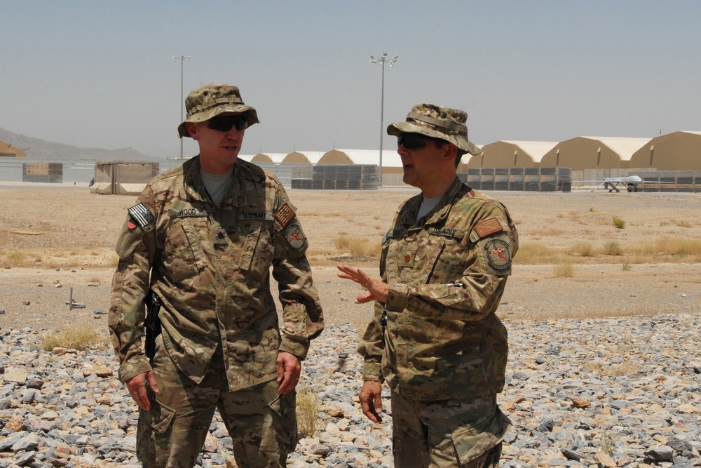 UAV MQ-5B Hunter launch and recovery at Kandahar Airfield