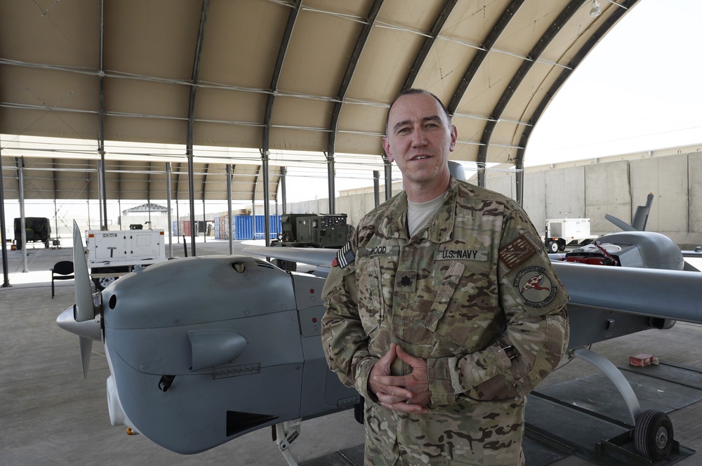 UAV MQ-5B Hunter launch and recovery at Kandahar Airfield