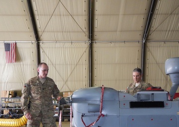 UAV MQ-5B Hunter launch and recovery at Kandahar Airfield