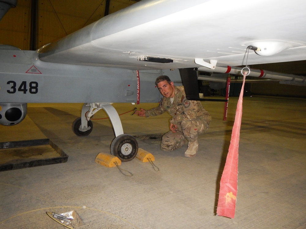 UAV MQ-5B Hunter launch and recovery at Kandahar Airfield