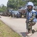 Cambodia army soldiers escort convoy during Keris Aman 2015