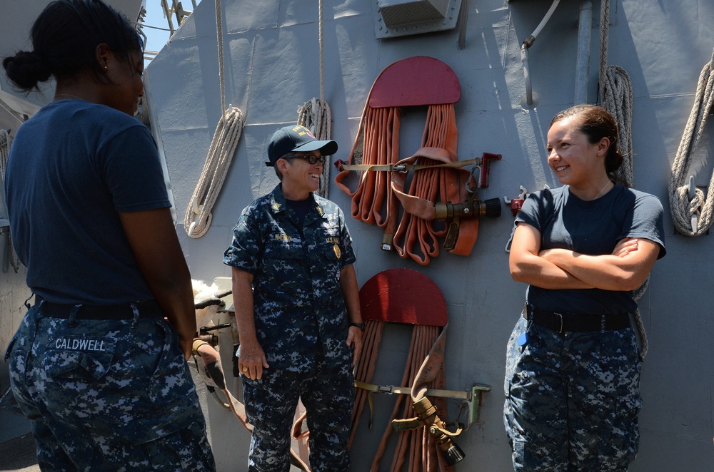 US Pacific Fleet Master Chief Susan Whitman visits USS Hopper