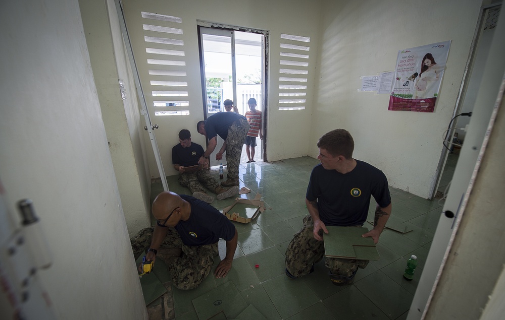 US Navy Seabees and US Air Force RED HORSE engineers refurbish the Hoa Quy Medical Station during Pacific Partnership