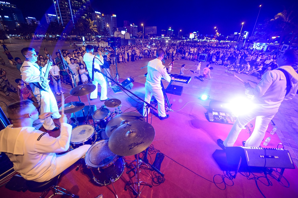 Pacific Fleet Band performs at Bien Dong Beach Park in Vietnam