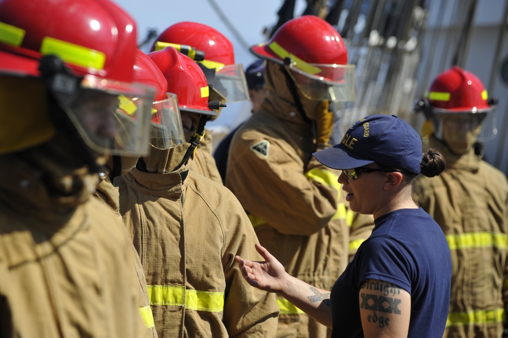 Coast Guard Swabs learn damage control skills while underway on the Coast Guard Cutter Eagle