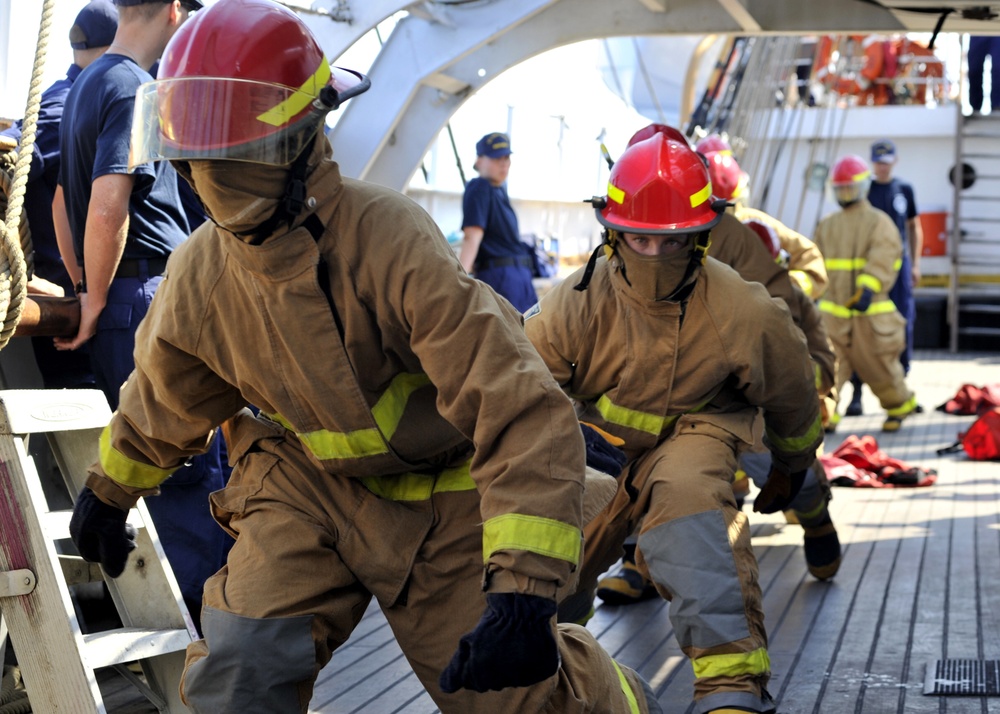 Coast Guard Swabs learn damage control skills while underway on the Coast Guard Cutter Eagle