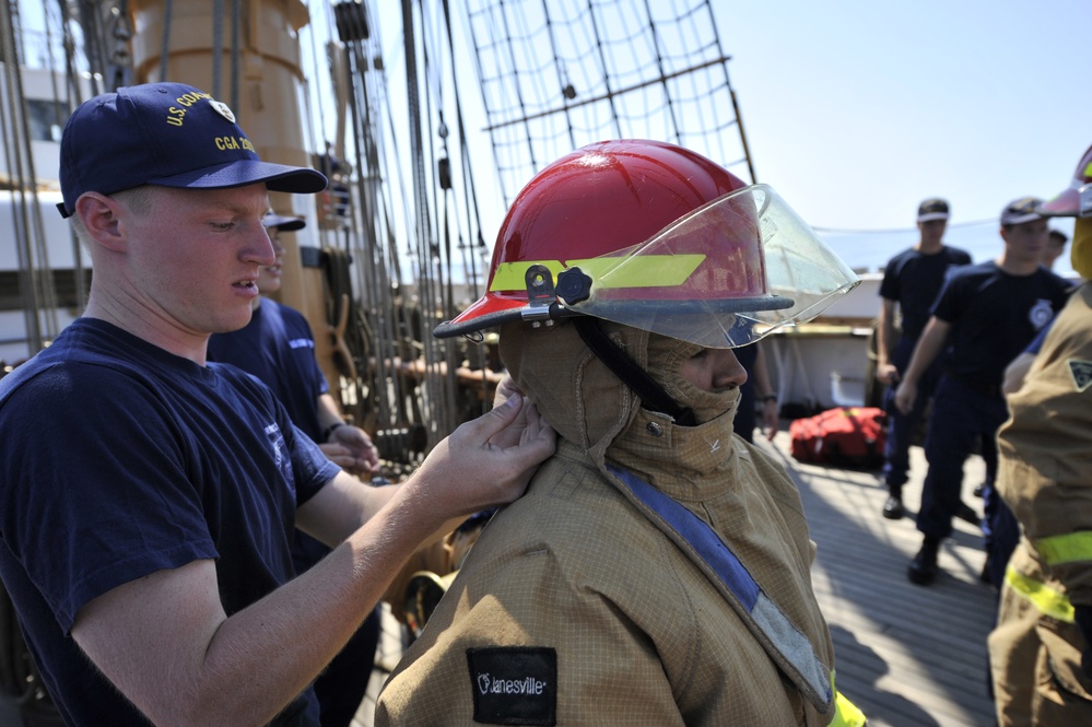 Coast Guard Swabs learn damage control skills while underway on the Coast Guard Cutter Eagle