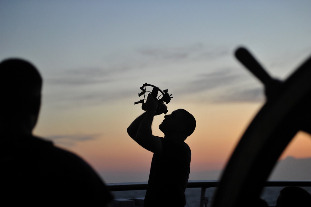 Celestial navigation training aboard the Coast Guard Cutter Eagle