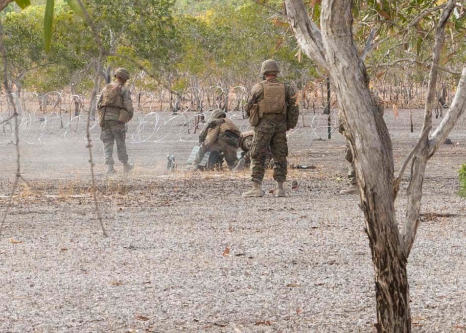 U.S. Marine Corps combat engineers conduct demolition training during Exercise Crocodile Strike