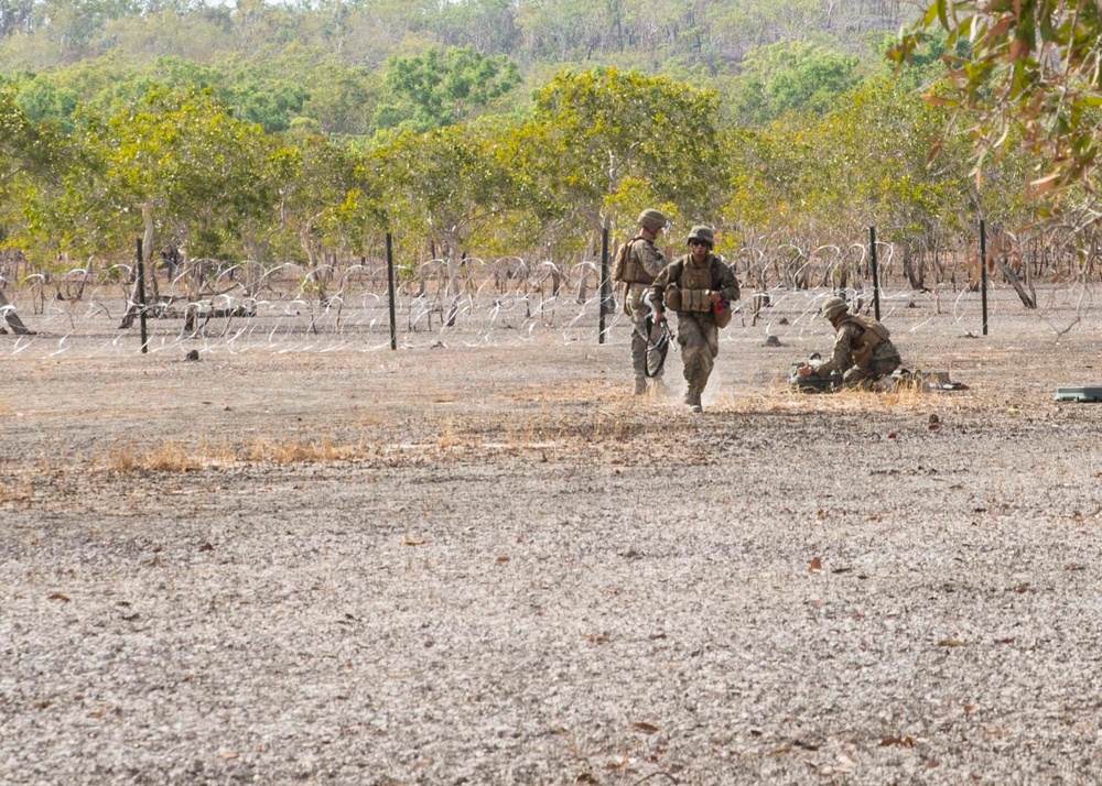 U.S. Marine Corps combat engineers conduct demolition training during Exercise Crocodile Strike