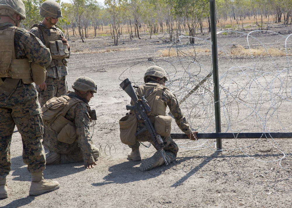 U.S. Marine Corps combat engineers conduct demolition training during Exercise Crocodile Strike