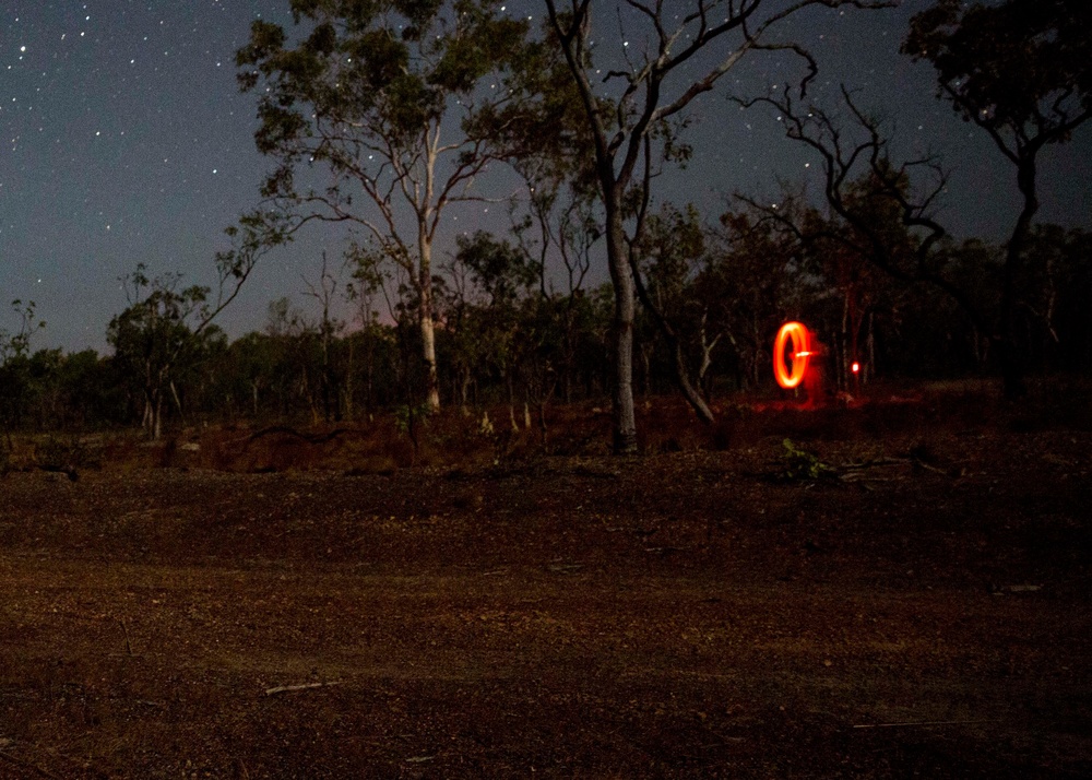 U.S. Marines and Australian soldiers conduct night helicopter training