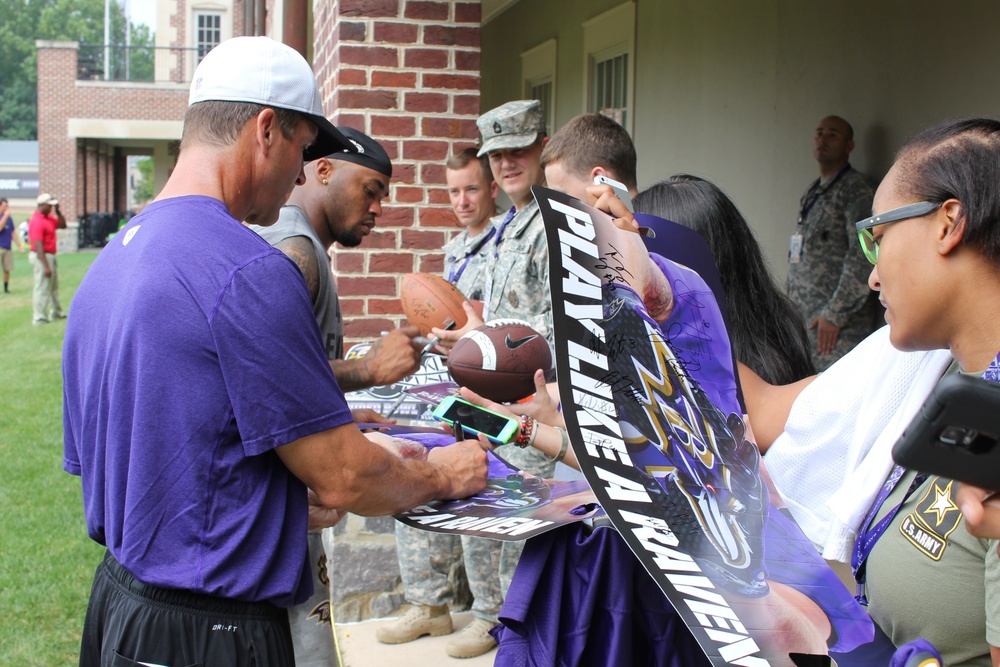 Ravens football team interacts with Army Recruiters and Future Soldiers