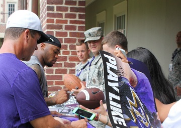 Ravens football team interacts with Army Recruiters and Future Soldiers