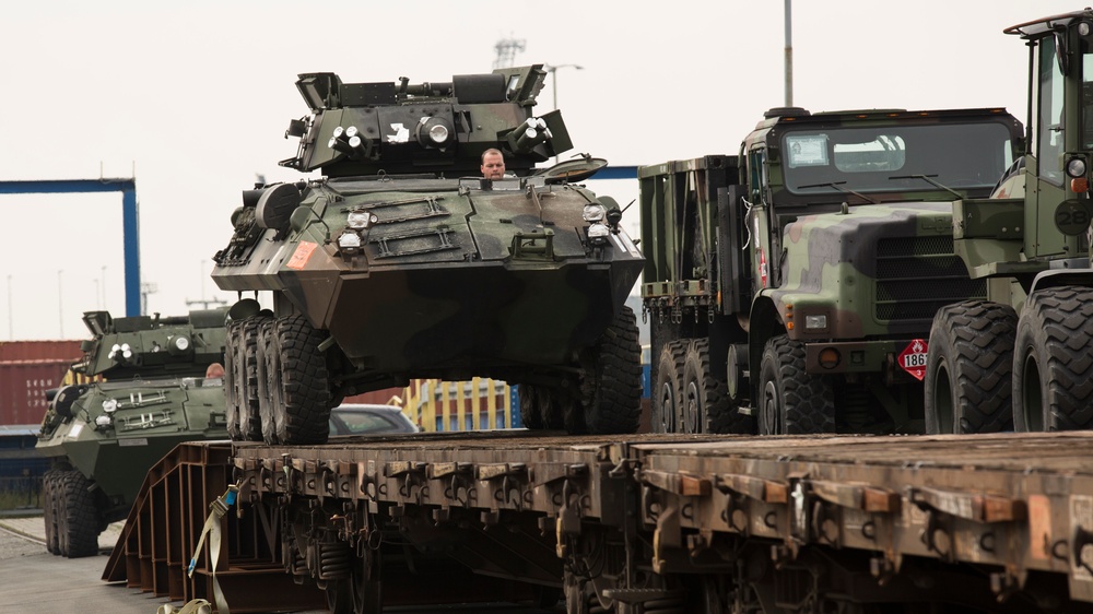 Journey begins for Marine Corps armor bound for Eastern Europe