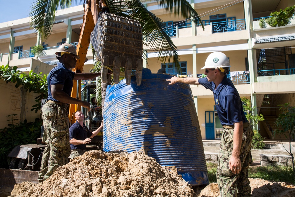 Navy Seabees and Air Force engineers renovate children's center during Pacific Partnership 2015