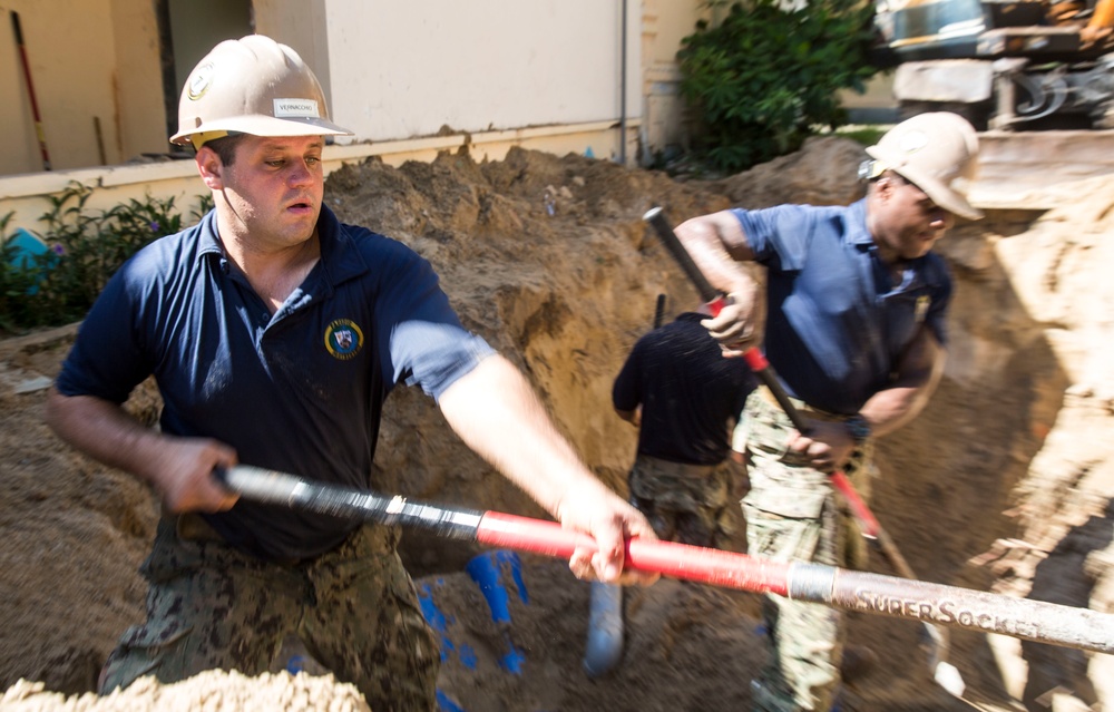 Navy Seabees and Air Force engineers renovate children's center during Pacific Partnership 2015