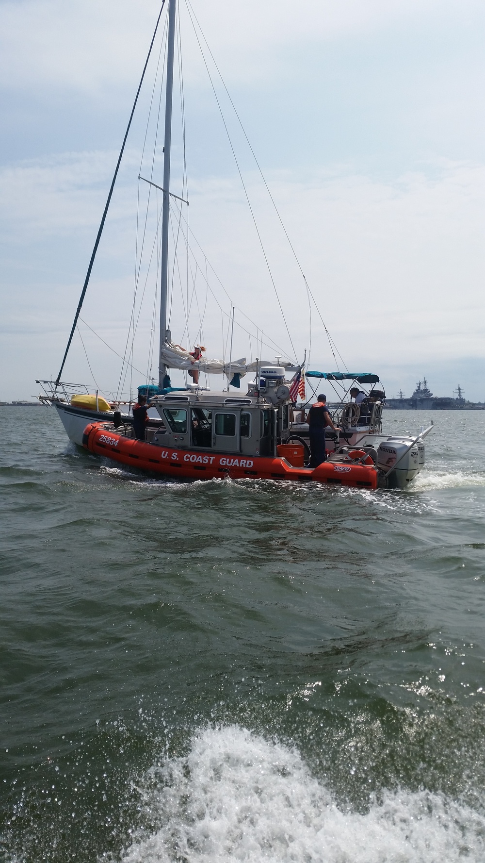 Coast Guard tows sailing boat to safety in Portsmouth, Va.