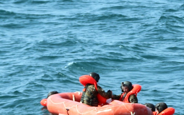 Climbing on the raft