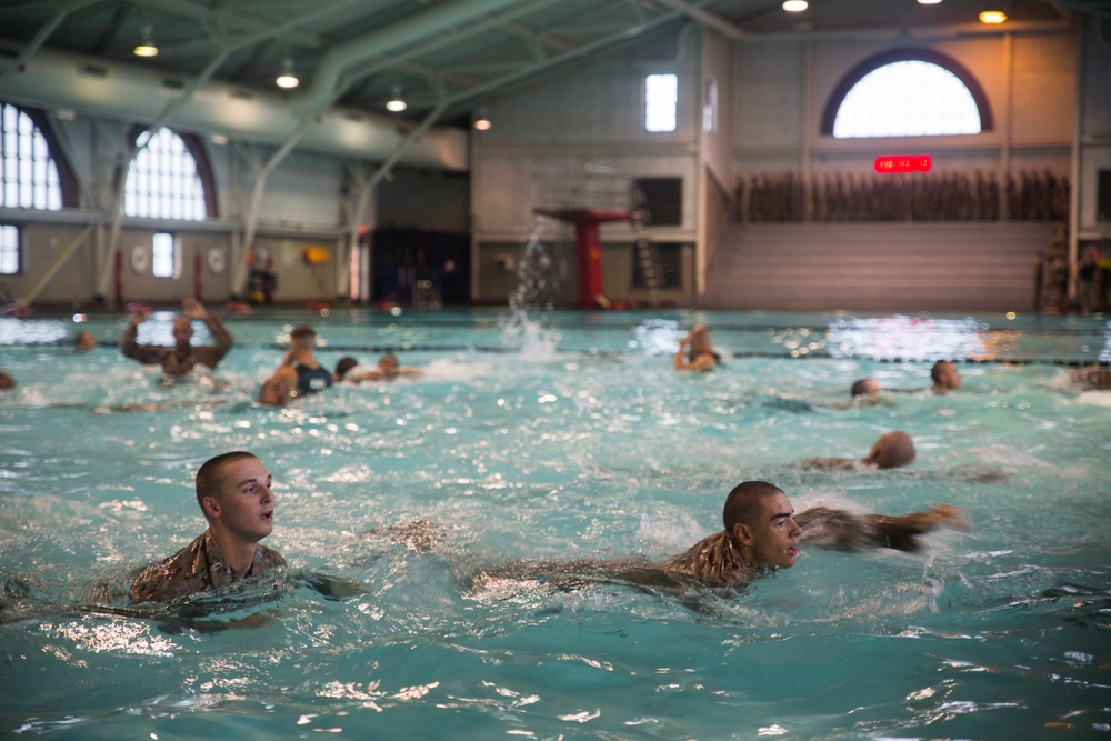 Parris Island recruits learn how to swim like Marines