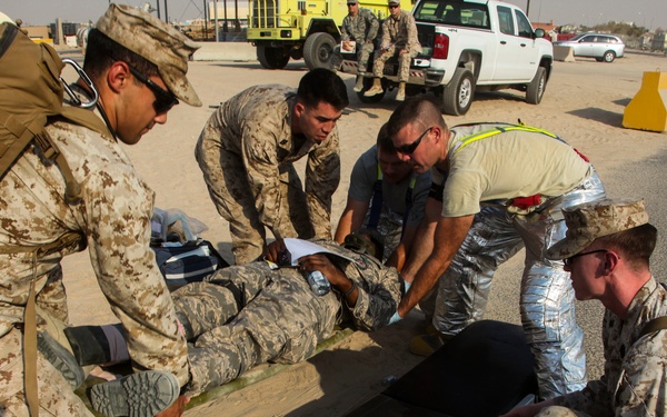 U.S. and Coalition medical personnel train through Mass Casualty Exercise