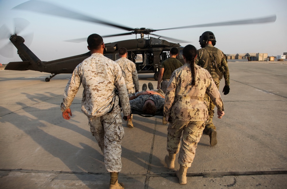 U.S. and Coalition medical personnel train through Mass Casualty Exercise