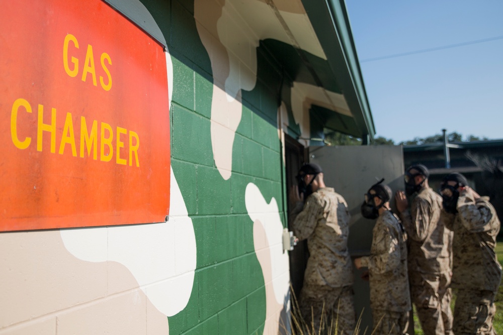 Marine recruits learn chemical warfare defense on Parris Island