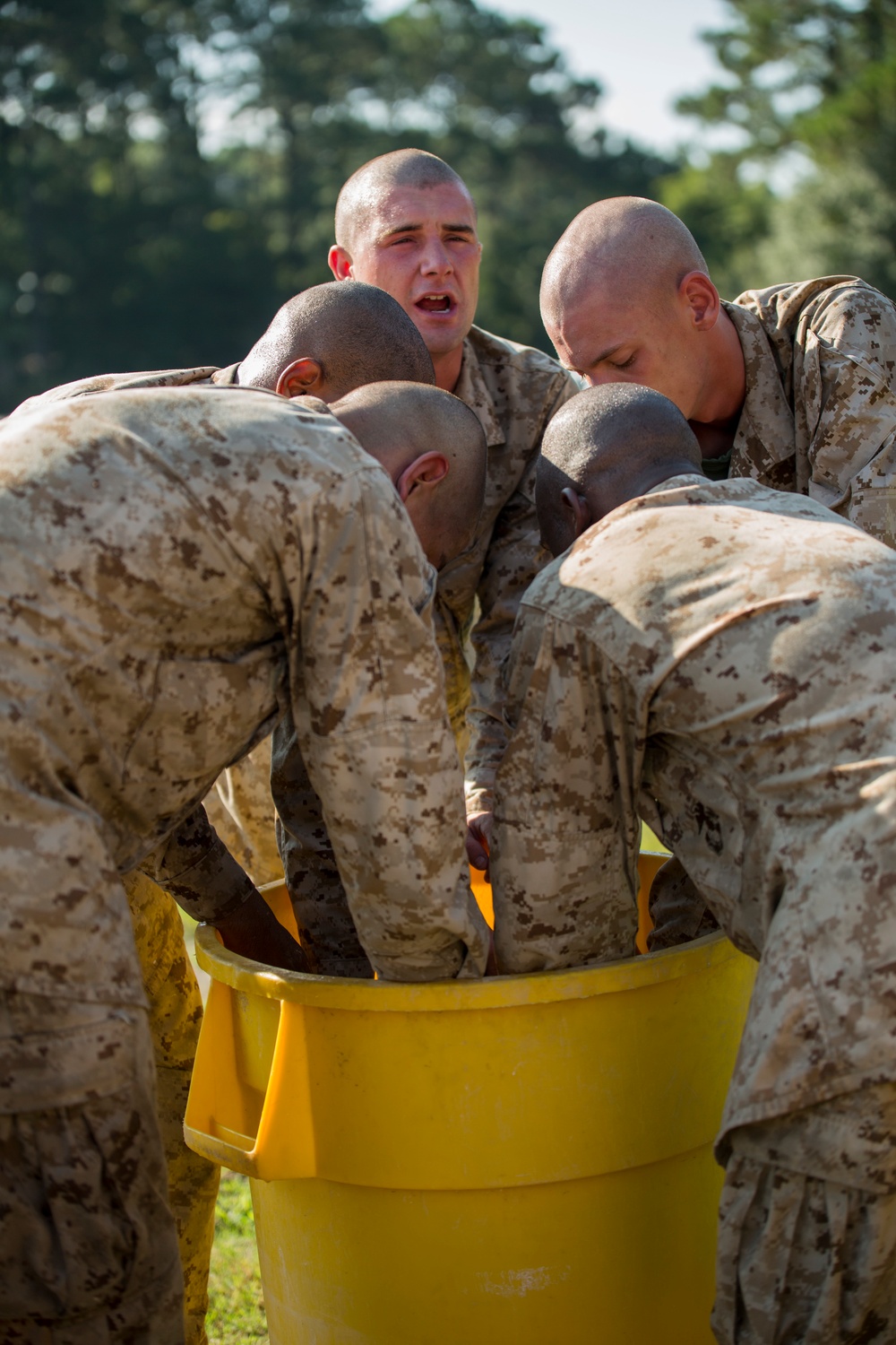 Marine recruits learn chemical warfare defense on Parris Island