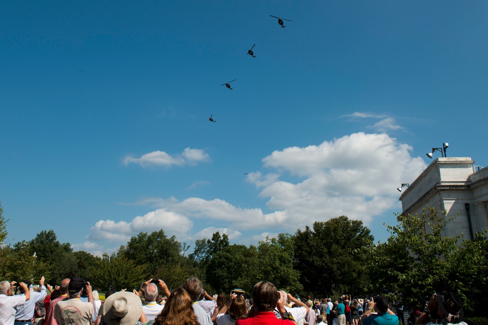 The Vietnam Helicopter Pilots Association Living Tree Memorial Dedication takes place in Arlington National Cemetery