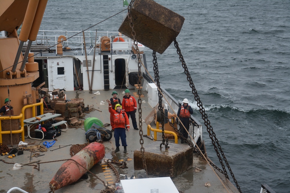 Coast Guard crews conduct buoy salvage operations