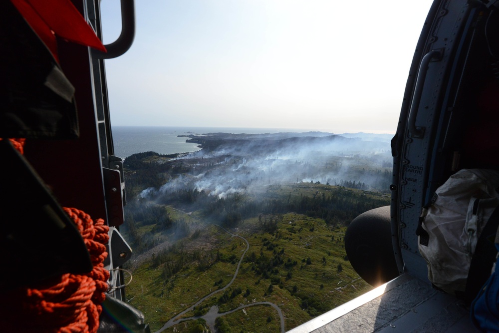 Overflight of wildfire in Chiniak, Alaska