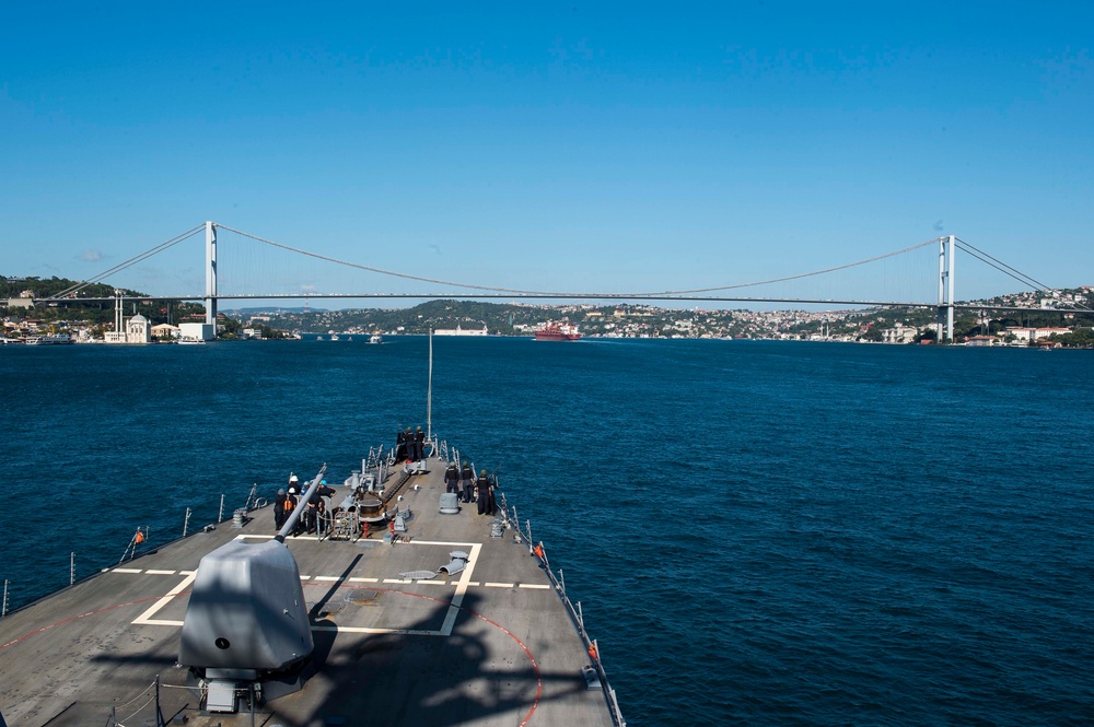 USS Donald Cook transits Bosphorus Strait