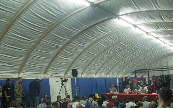 Military members fight with the UFC