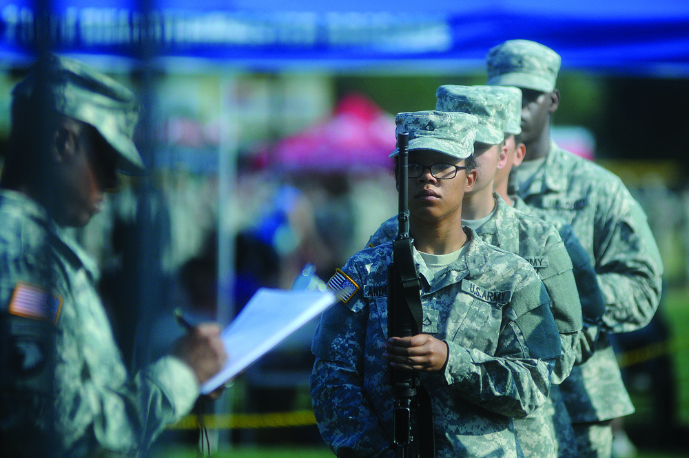 Competitors graded during drill and ceremony competition