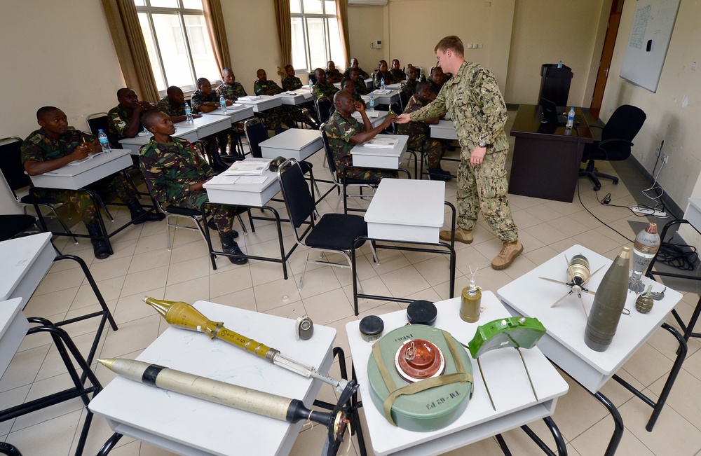 EOD technicians share knowledge with Tanzanian service members
