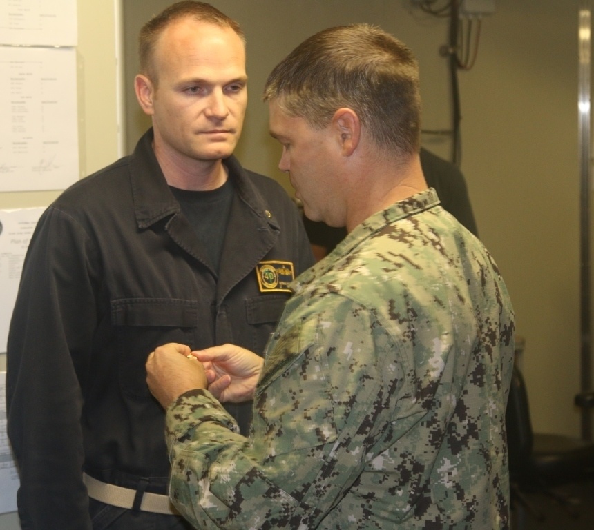 Promotion aboard the USNS Spearhead