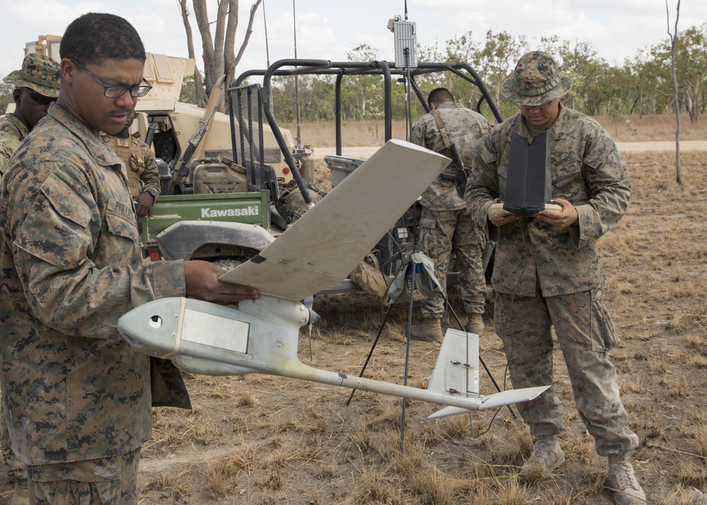 U.S. Marines fly the Raven unmanned aerial vehicle in Australia