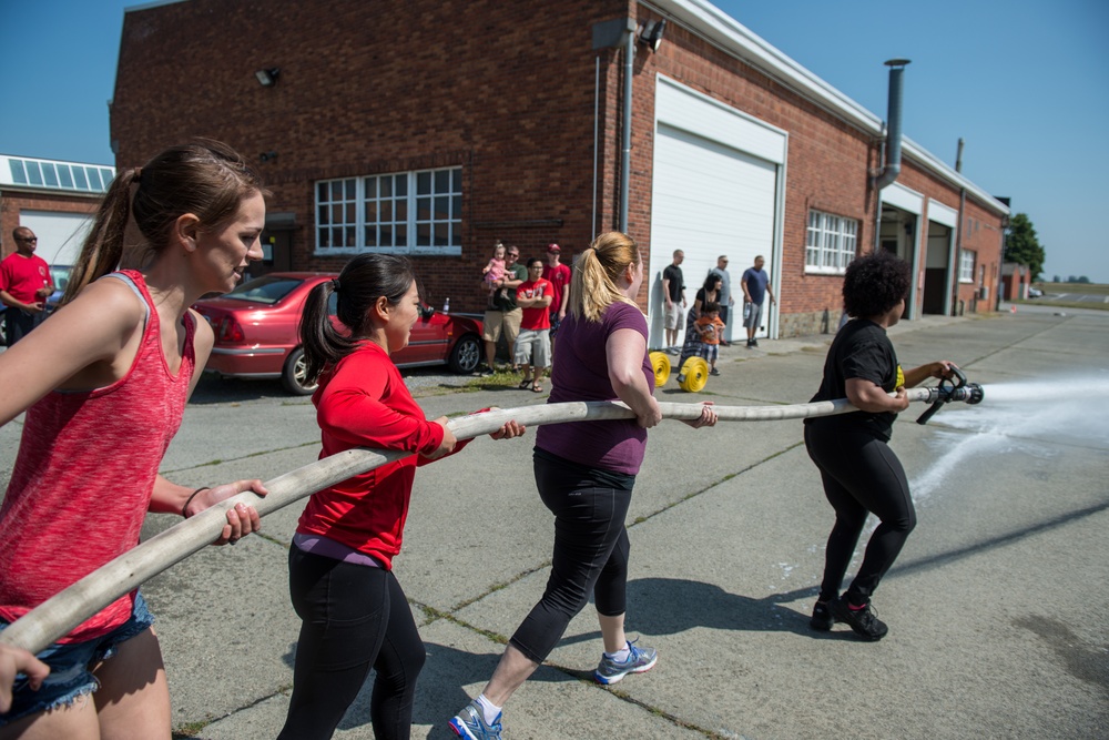 Fire muster at the Chièvres Air Base Fire Station