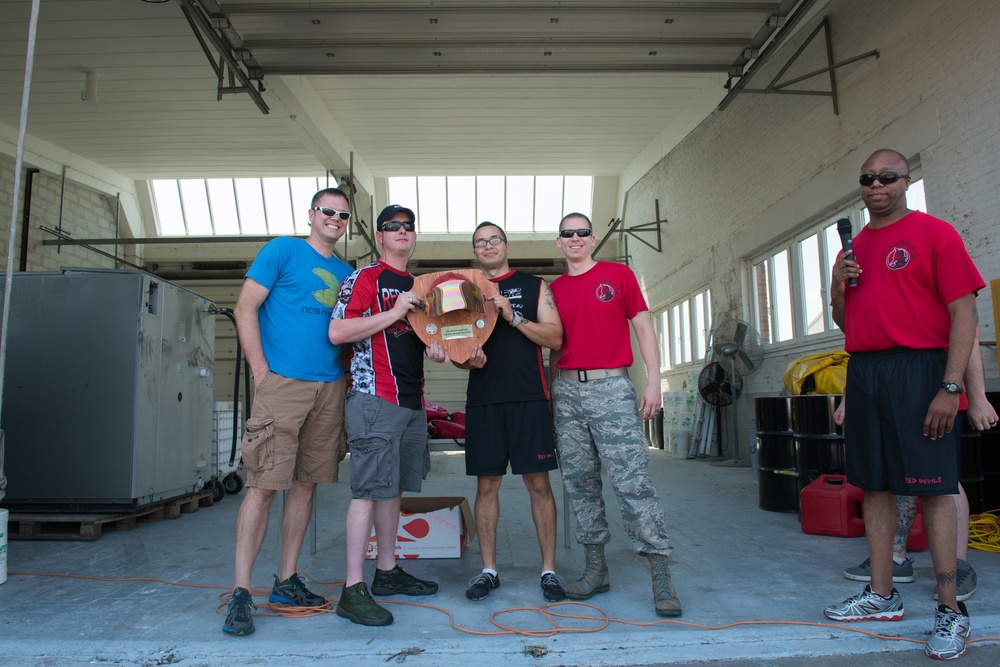 Fire muster at the Chièvres Air Base Fire Station