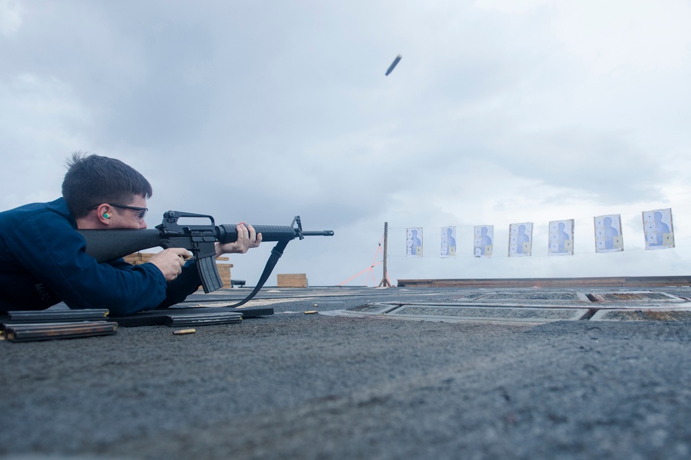 Small-arms live-fire exercise aboard USS Preble