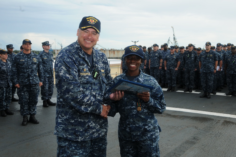 USS Emory S. Land Sailor receives Navy and Marine Corps Achievement Medal