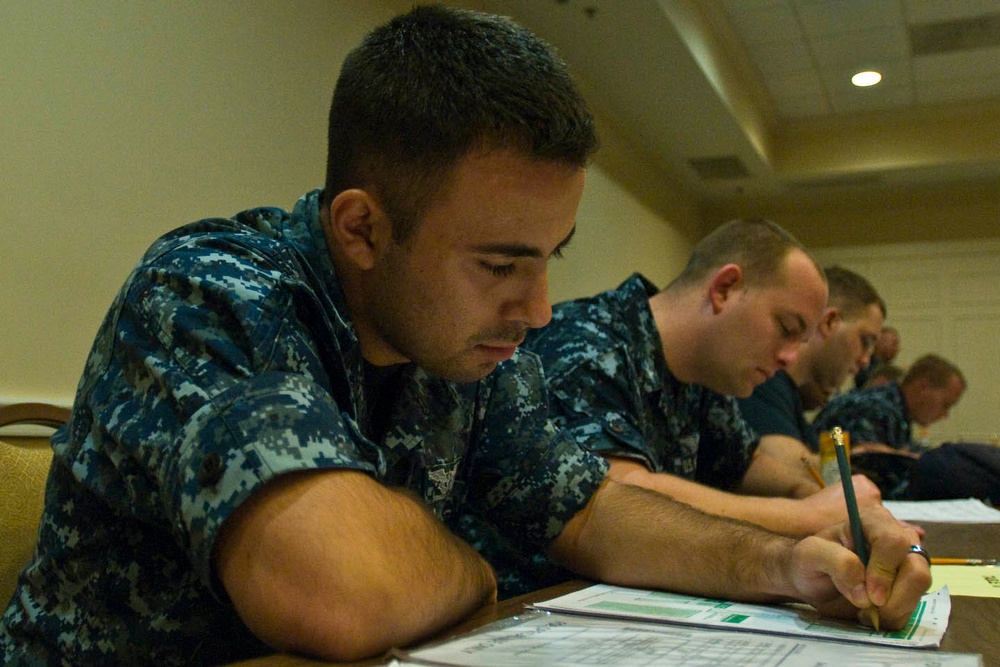 Sailors take E-6 advancement exam