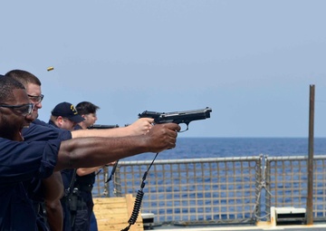 USS Forrest Sherman Sailors conduct live-fire gun shoot