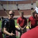 Leap Frogs practice jump at the Los Angeles Coliseum
