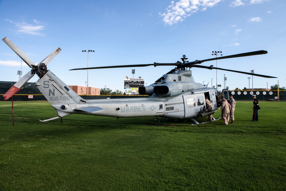 Marines showcase Huey at Phoenix High School