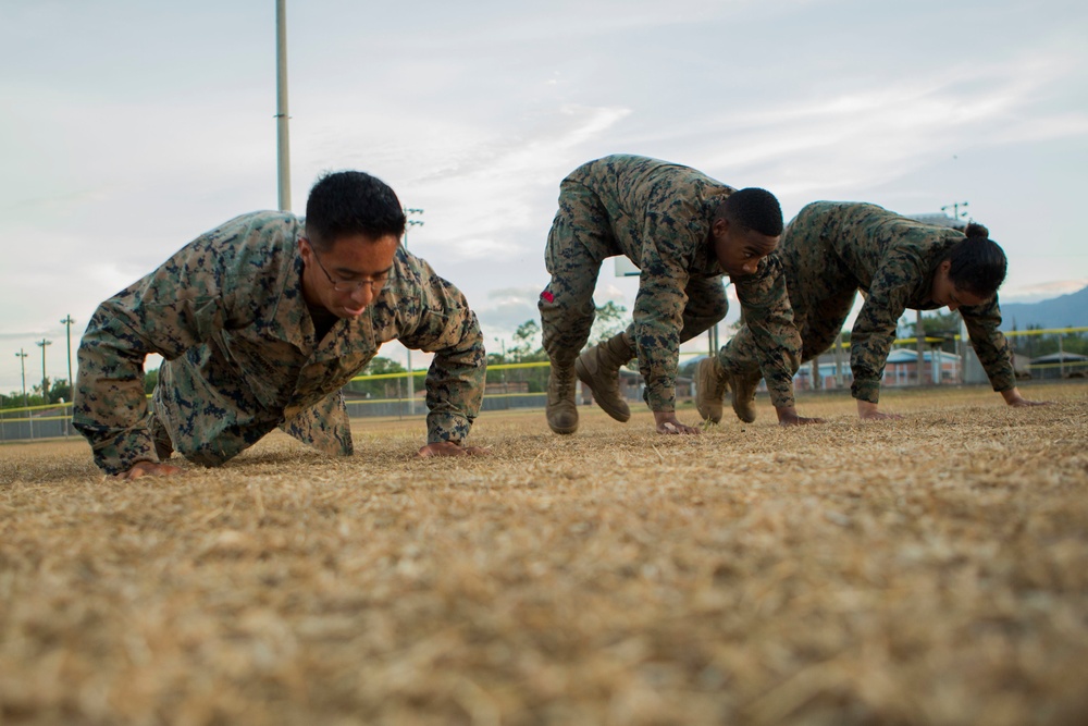 US Marines with SPMAGTF-SC take part in a MCMAP brown belt course