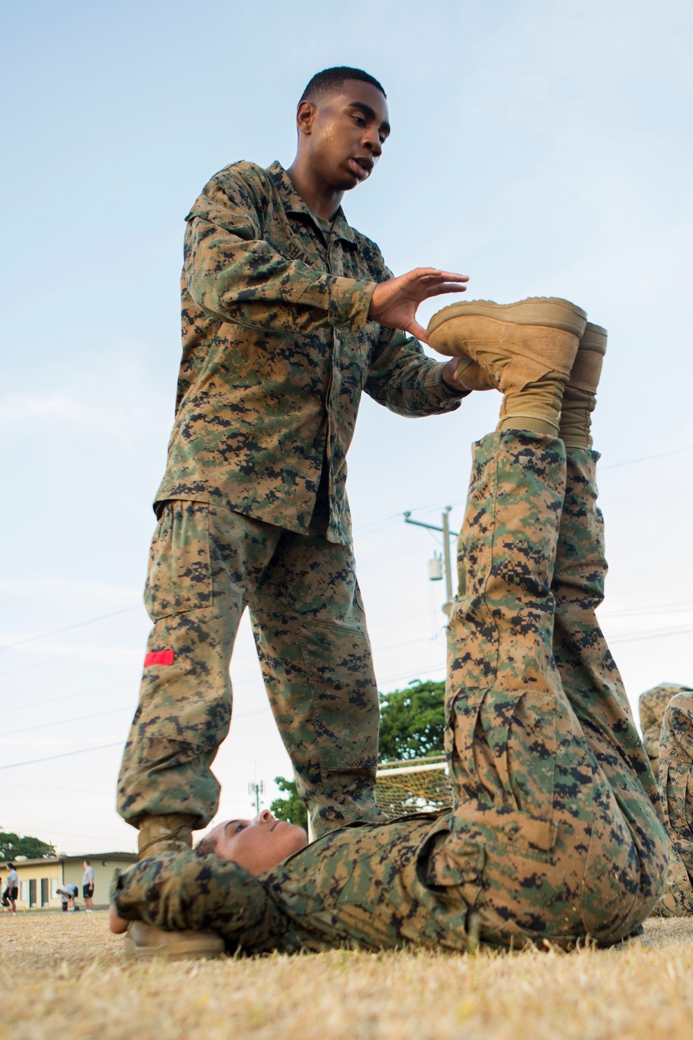 US Marines with SPMAGTF-SC take part in a MCMAP brown belt course