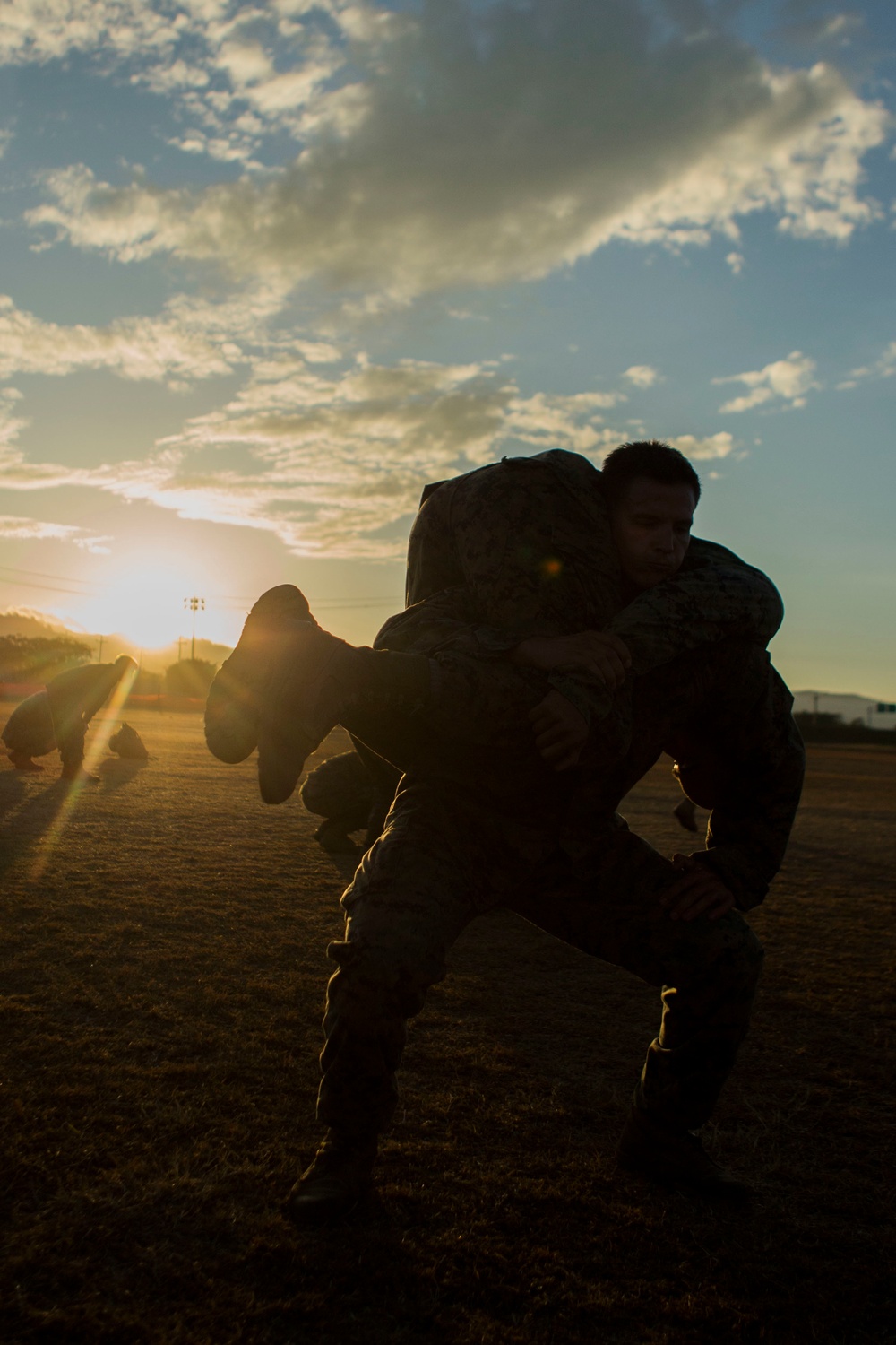 US Marines with SPMAGTF-SC take part in a MCMAP brown belt course