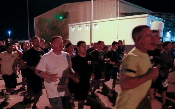 U.S. Service members and civilians run 5K aboard Camp Lemonnier