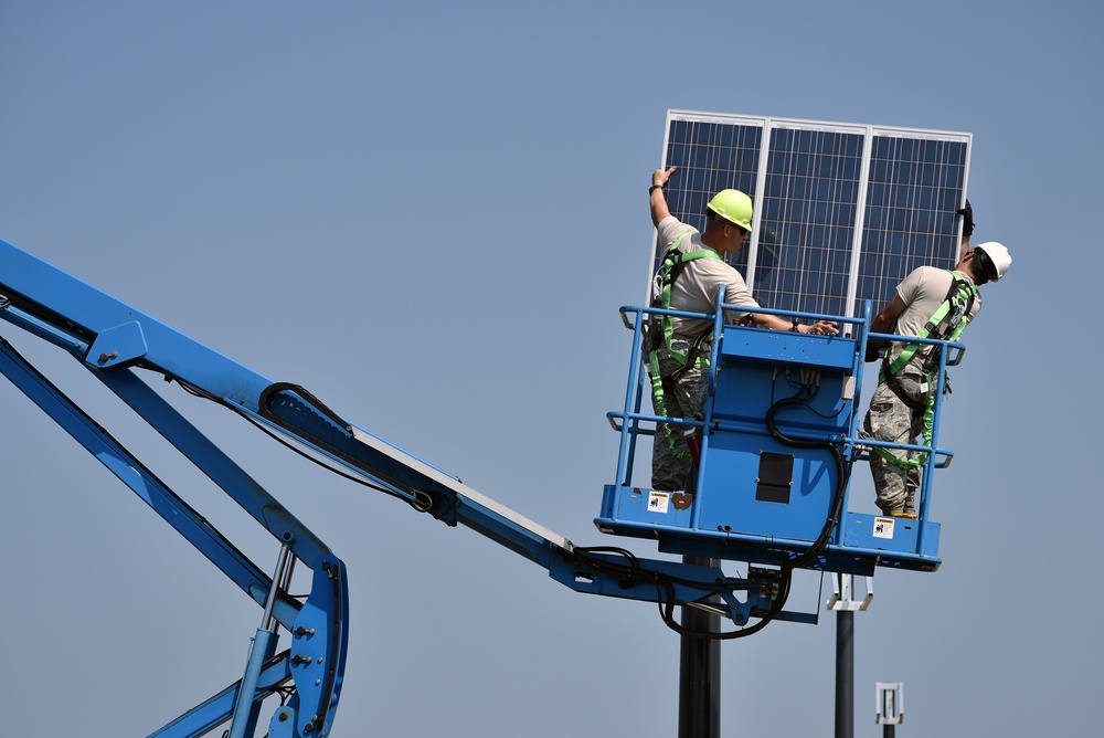106th Civil Engineering Squadron installs energy-saving solar panels